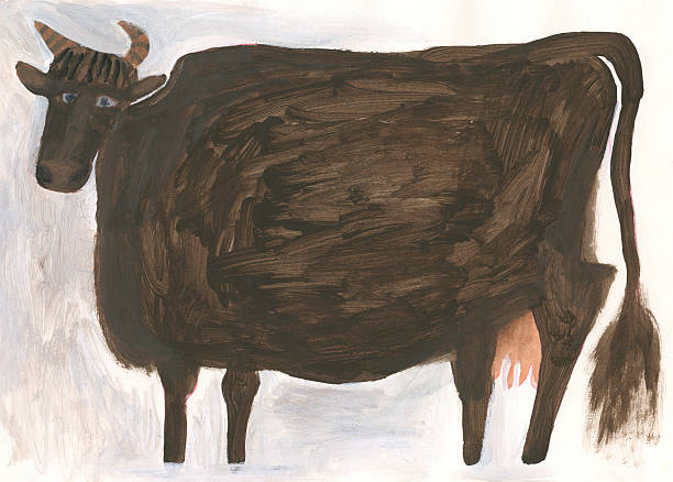 白色に分離された茶色の牛のイメージ ベクターアートイラスト