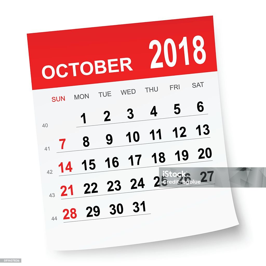 october-2018-calendar-stock-illustration-download-image-now-2018