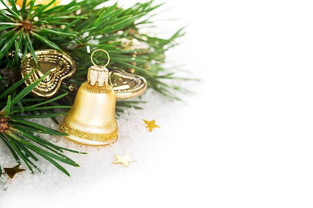 istock Christmas composition with golden bell 591412020
