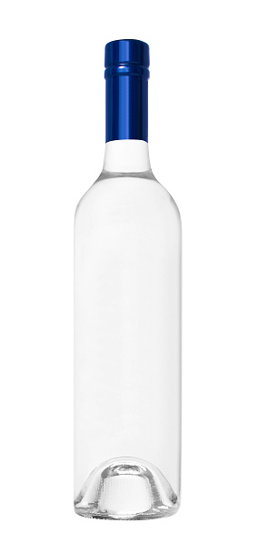Beautifully Clear vodka bottle isolated on white background