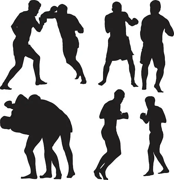 Vector illustration of Mixed martial arts boxer boxing