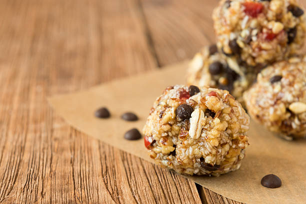 istock Delicious bites with cherry, cranberry, almond and chocolate 591412956