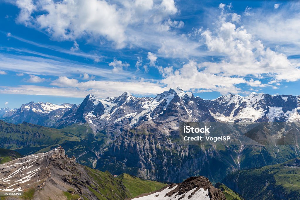 Panoramablick von Eiger, Mönch und Jungfrau - Lizenzfrei Jungfraujoch Stock-Foto