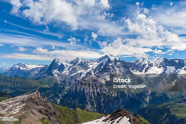 Panoramablick Von Eiger Mönch Und Jungfrau Stockfoto und mehr Bilder von Jungfraujoch - Jungfraujoch, Berg Jungfrau, Berg Mönch