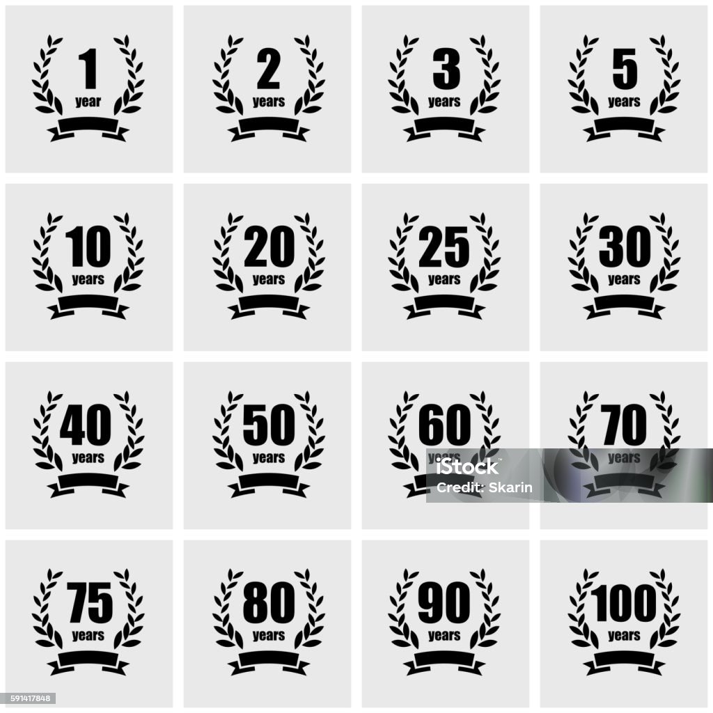 Anniversary label collection Anniversary label collection. Laurel wreath design. Anniversary icon 20-24 Years stock vector