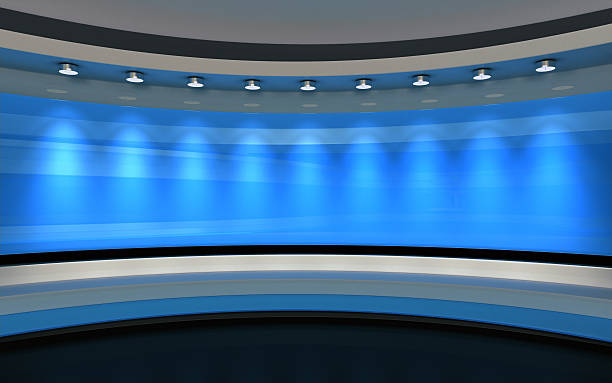Blue Studio. Blue backdrop. 3d rendering Blue backdrop. 3d rendering broadcast studio stock pictures, royalty-free photos & images