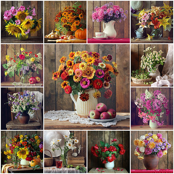 istock Collage of still lifes with flowers. 591419746