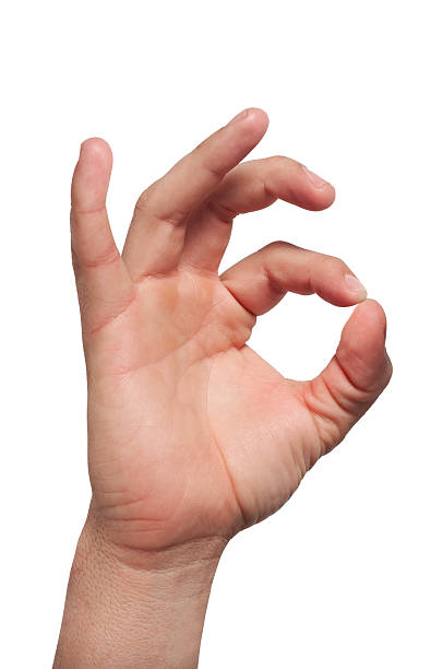 istock Isolated white hand showing ok sign 591423112