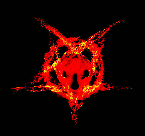 istock Satanic goats head inscribed in a pentagram 591423176