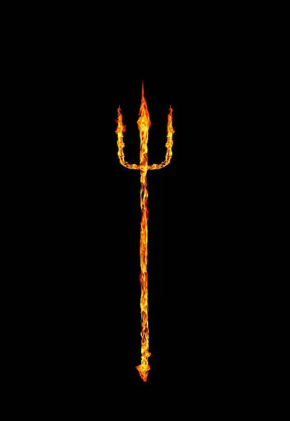 burning devils trident fork abstract fire