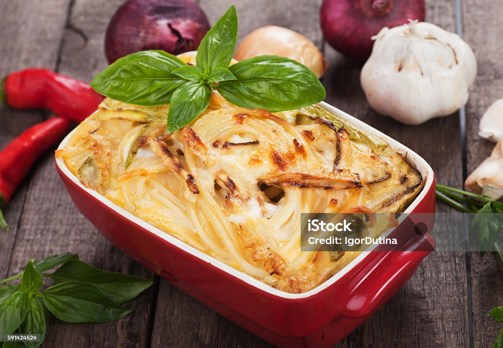 Pasticcio with zucchini and cheese Pasticcio or pastitsio with zucchini and cheese, italian baked pasta Cheese Stock Photo