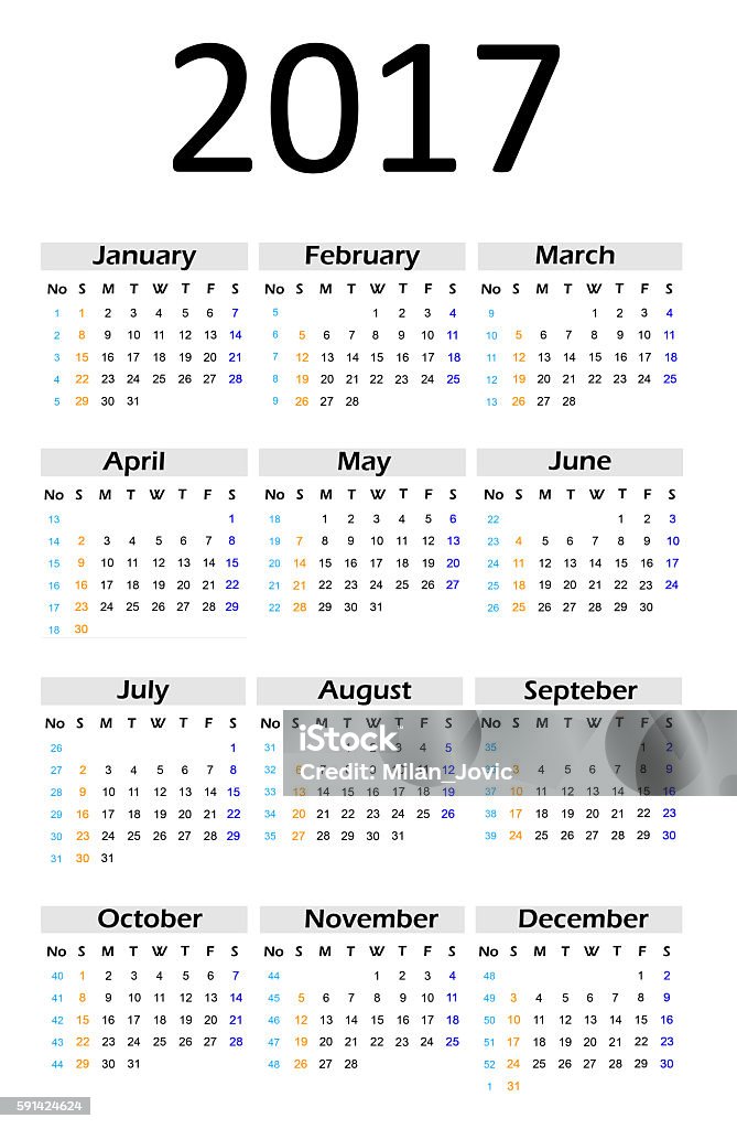 2017 Year Calendar Stock Photo - Download Image Now - 2017, Abstract,  Annual Event - Istock