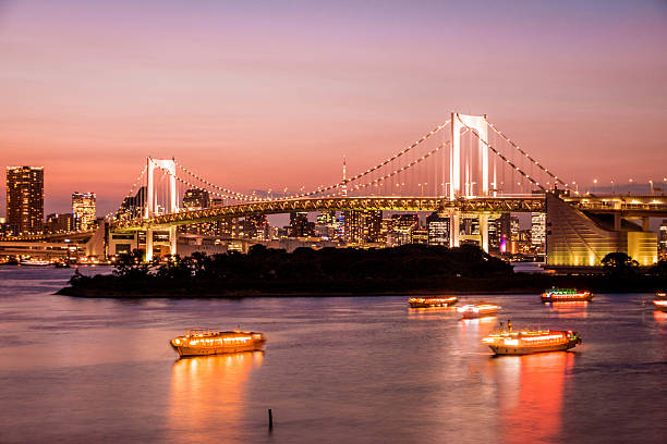 a ponte rainbow em daiba em tóquio. - when pigs fly - fotografias e filmes do acervo