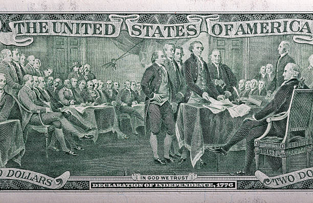 Back of a two dollar bill closeup Declaration of independence, 1776 on the back of a two dollar bill closeup president photos stock pictures, royalty-free photos & images