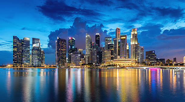 istock Colorful Singapore Central Business District Dusk Twilight 591426040