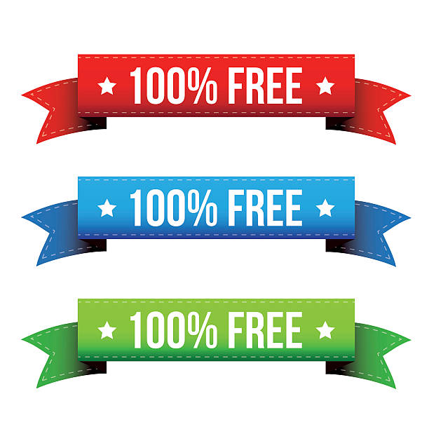 ilustrações de stock, clip art, desenhos animados e ícones de 100 percent free ribbon set - red, blue, green - costless