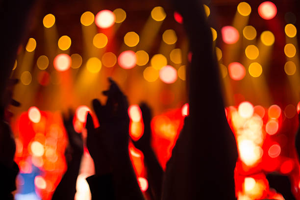 istock Defocused lights, stage, crowd, hands, concert 591430956