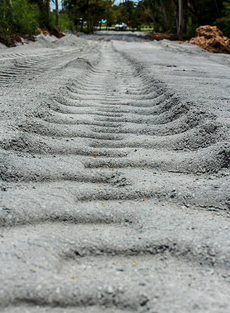 Tire track on muddy road