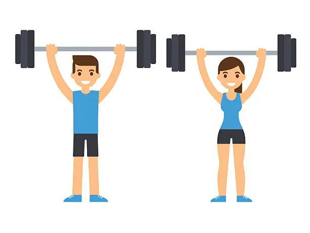 Vector illustration of weight lifting athletes