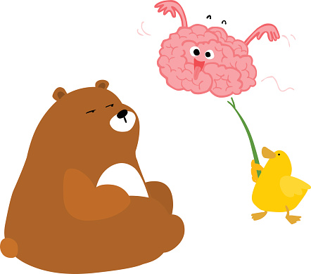 Bear duck and playful brain vector illustration
