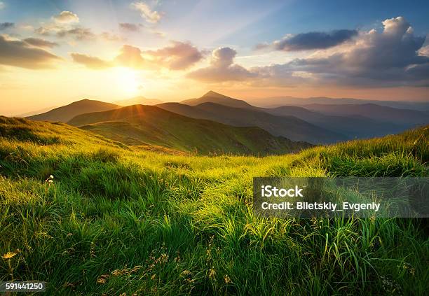 Mountain Landscape Stock Photo - Download Image Now - Mountain, Sunrise - Dawn, Landscape - Scenery