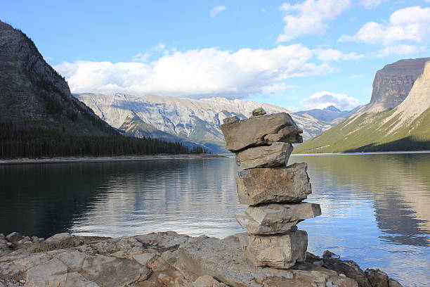 istock Lake Minnewanka - Inukshuk 591441796
