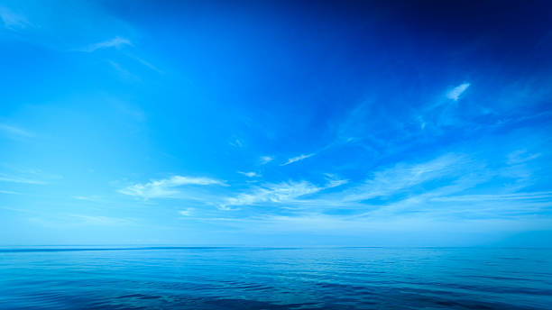 istock Beautiful seascape sea horizon and sky. 591442362