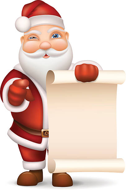 ilustrações de stock, clip art, desenhos animados e ícones de santa claus with a list of gifts - hand sign index finger human finger human thumb