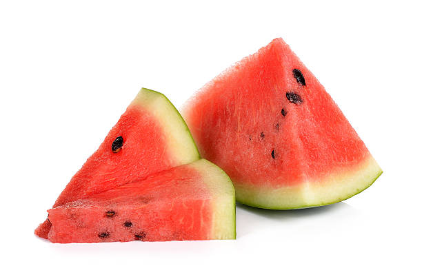 istock Slice watermelon isolated on the white background 591443106
