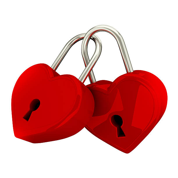 istock 3d render, Padlock in the form of red heart 591444094