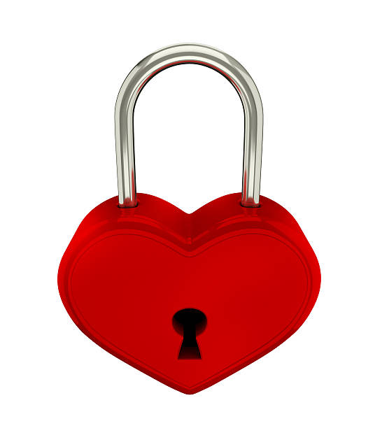 istock 3d render, Padlock in the form of red heart 591444126