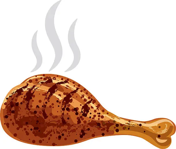 Vector illustration of grilled chicken drumstick