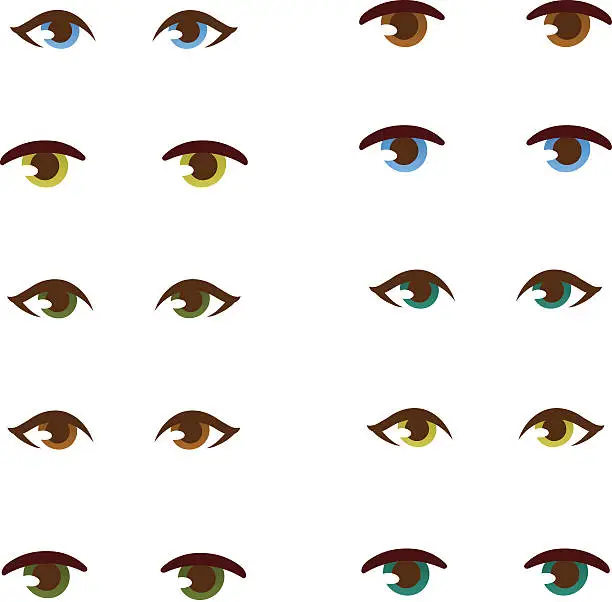 Vector illustration of Human eye vector set.