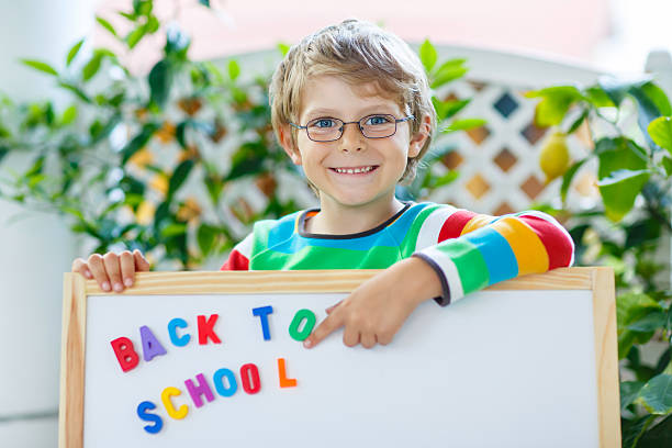 istock Happy school kid boy is back to school 591801380