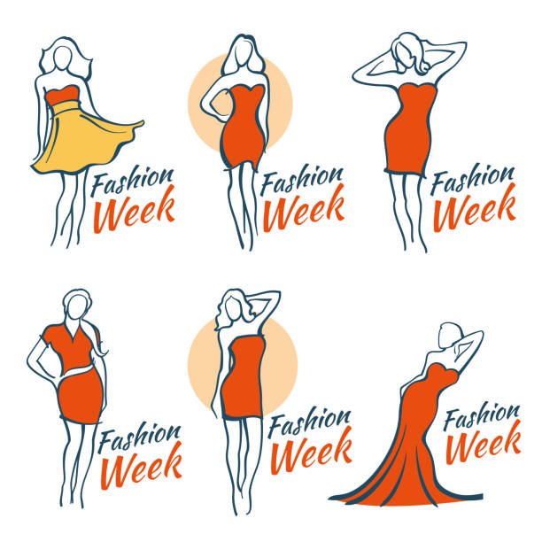 istock Fashion and beauty vector logos with woman silhouettes 591804868