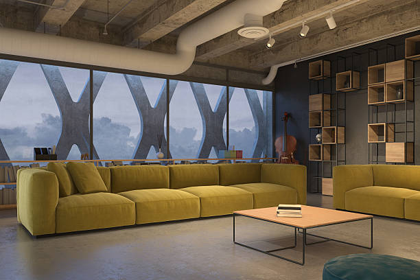 istock Living room with yellow sofa 591811918