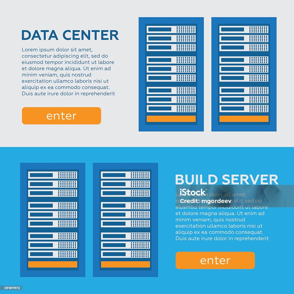 Data Center And Hosting Vector Banners Set Network Internet Database ...