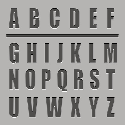 stone carved alphabet font - illustration for the web