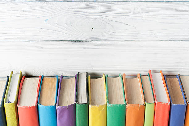 istock Stack of colorful books. Education background. Back to school. Copy 591814222