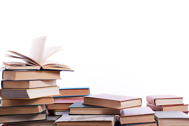 Stack of books on white background. Education concept. Back to