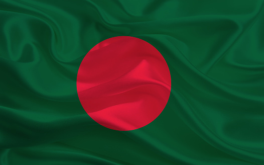 Bangladesh flag, three dimensional render, satin texture