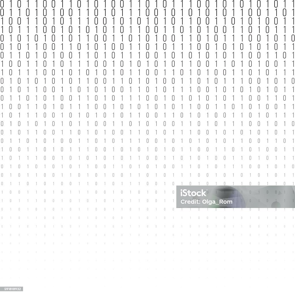 Binary code black and white background Binary code black and white background with two binary digits, 0 and 1 isolated on a white background. Halftone vector illustration. Computer Language stock vector