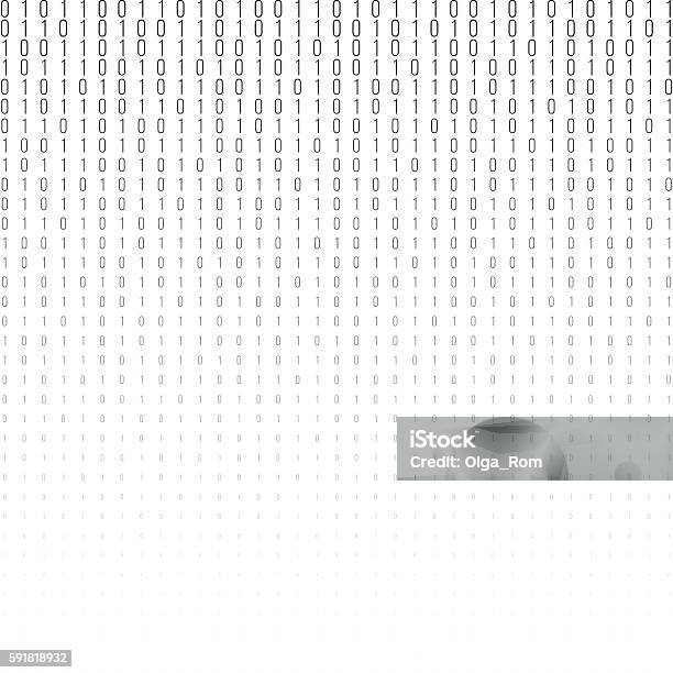 Binary Code Black And White Background Stock Illustration - Download Image Now - Computer Language, In A Row, Technology