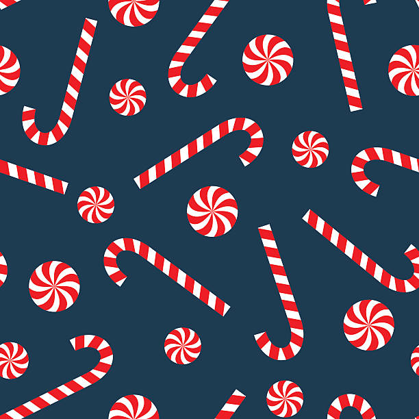 사탕 지팡이와 롤리팝과 원활한 크리스마스 패턴. - stick of hard candy stock illustrations