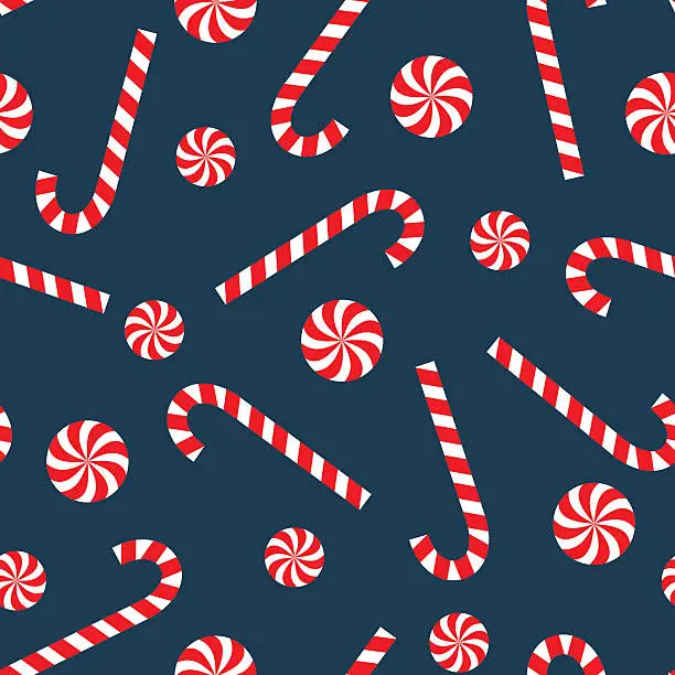 Vector illustration of Seamless Christmas pattern with candy cane and lollipop.