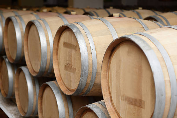 istock Wooden old barrels of wine 591819298