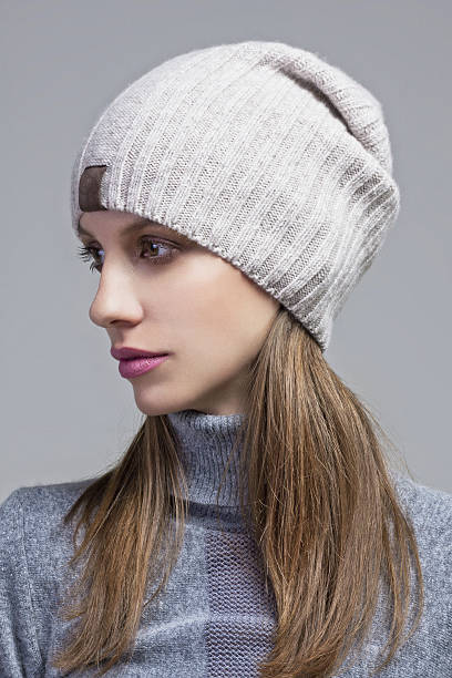 winter mode - fashion model women cleavage human hair stock-fotos und bilder