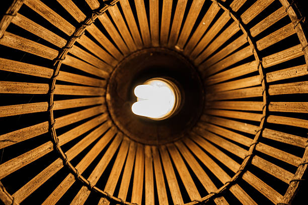 istock Compact-Fluorescent bulbs (CFL) in wooden lamp 591821870