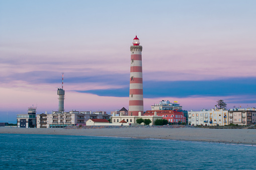 Lighthouse. Barra beach in Aveiro, Portugal. Aveiro Lighthouse.Tallest in Portugal and one of the world's tallest