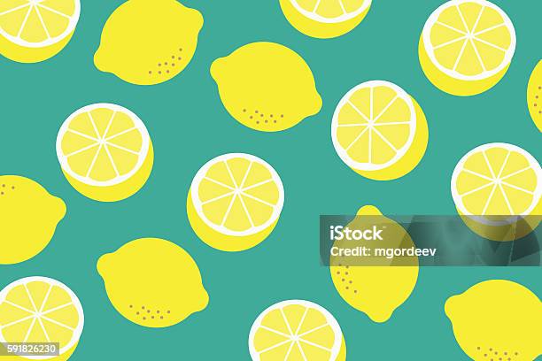 Background With A Pattern Of Yellow Lemons Stock Illustration - Download Image Now - Lemon - Fruit, Backgrounds, Pattern